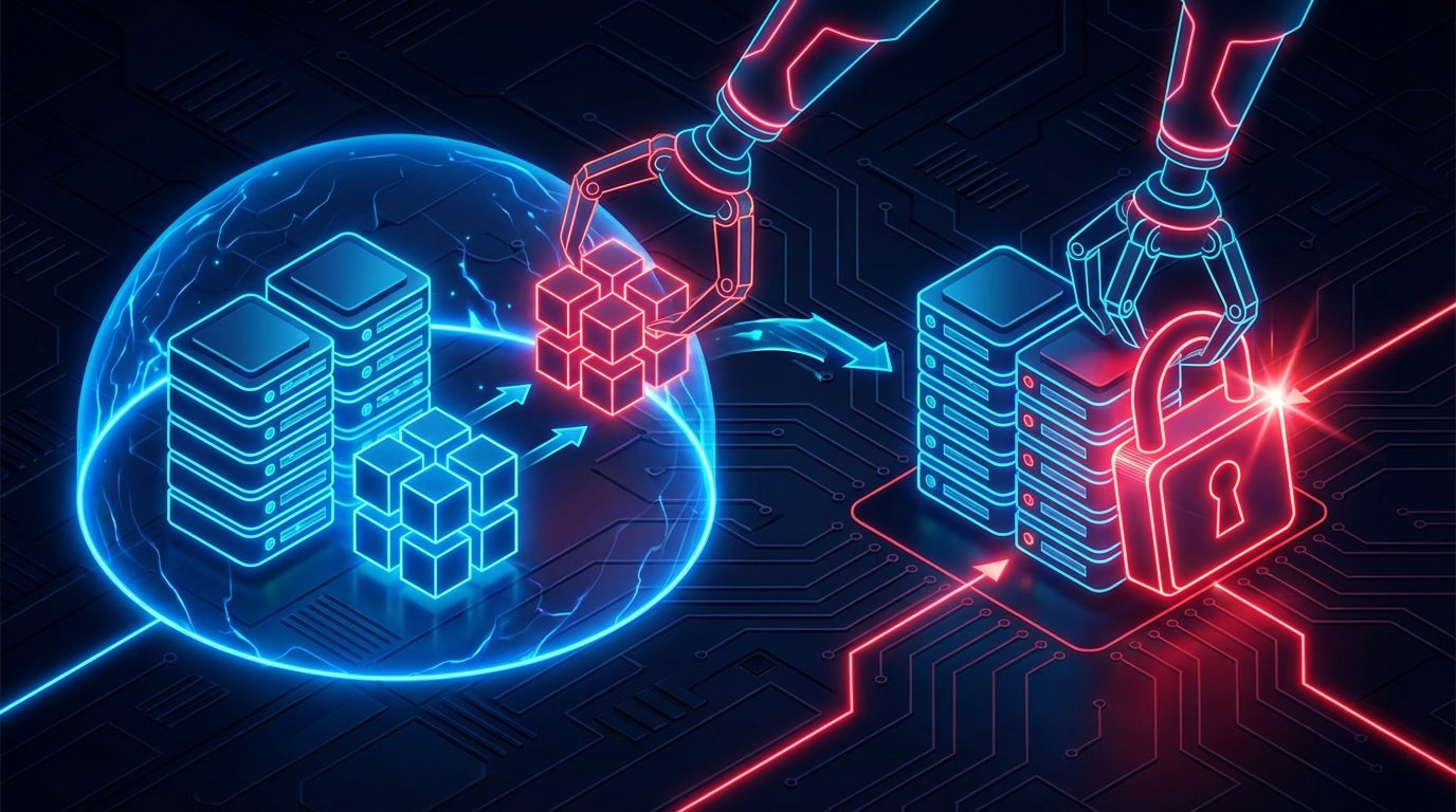 Diagram illustrating the double extortion process of data theft followed by file encryption.